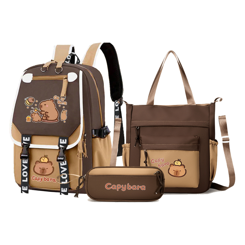 Unisex σχολική τσάντα με Capybara anime μοτίβο, Oxford ύφασμα, ultra-light, νάιλον επένδυση, ιμάντες με αερόσακο