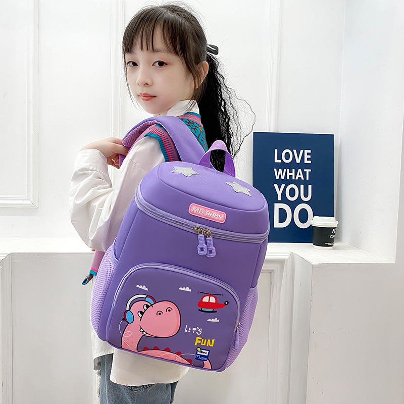 Óvodai hátizsák dínó-karikatúra mintával, uniszex, Oxford anyag, könnyű, görbült vállpántok, nylon bélés