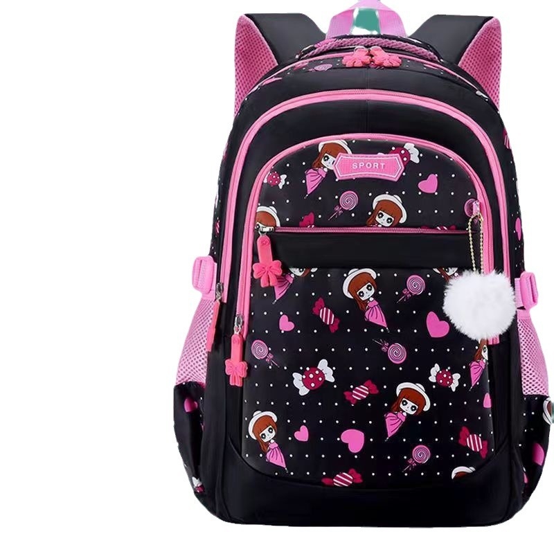 Lányoknak szóló iskolatáska hercegnő mintával, 1–6. osztály, ultrakönnyű, terheléscsökkentés, éjjeli fényvisszaverő elemek, Oxford anyag