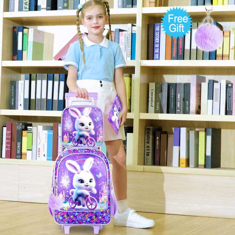 CCJPX Παιδικό Σετ Σακιδίων Με Διπλό Τρόλεϊ, Τριών Τμημάτων – Μεγάλη Χωρητικότητα, Αδιάβροχο, Πολύ Ελαφρύ, Ανθεκτικό στην Φθορά, Τροχός Μονής Κατεύθυνσης