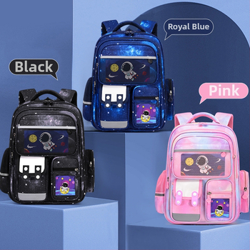 Σχολική τσάντα δημοτικού με θέμα Αστροναύτης και Ουρανός με Αστέρια, unisex, ελαφριά, μεγάλη χωρητικότητα, πολυεστέρας, διαπνέουσα, αδιάβροχη, ιμάντες με αερόφυση