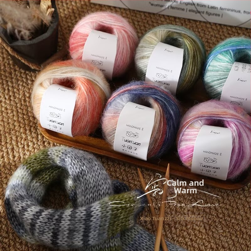 Комплект мохерена прежда, worsted прядене, групова нишка, за тъкане