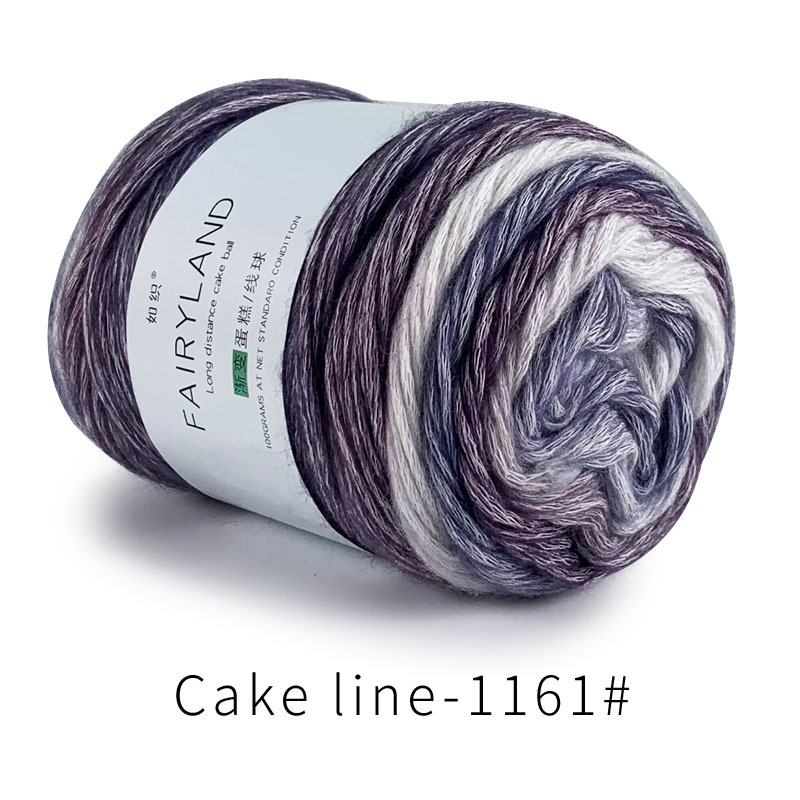 Βαμβακερή κλωστή cake-line με gradient βαφή για πλέξιμο (Τεχνική: worsted; Μορφή κλώνου: σφαίρα/τροχός; Προέλευση: Επαρχία Χεμπέι, νομός Λιξιάν; Κύρια χρήση: πλέξιμο)