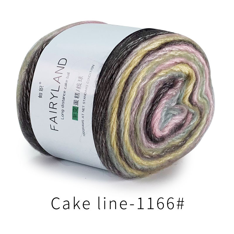 Βαμβακερή κλωστή cake-line με gradient βαφή για πλέξιμο (Τεχνική: worsted; Μορφή κλώνου: σφαίρα/τροχός; Προέλευση: Επαρχία Χεμπέι, νομός Λιξιάν; Κύρια χρήση: πλέξιμο)