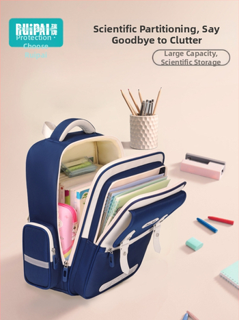 Унисекс раница за начално училище, за първи–втори клас, полиестер, намалява тежестта, извити презрамки