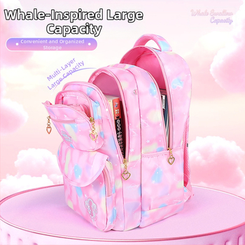 Ученическа раница за момичета, дишаща канвас, ултралека, анатомична облегалка за 3–4 клас