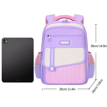 Ученическа раница за класове 1–6, унисекс – полиестер, дишаща, лека, износоустойчива, защита на гръб, водоустойчива, презрамки с въздушна възглавница