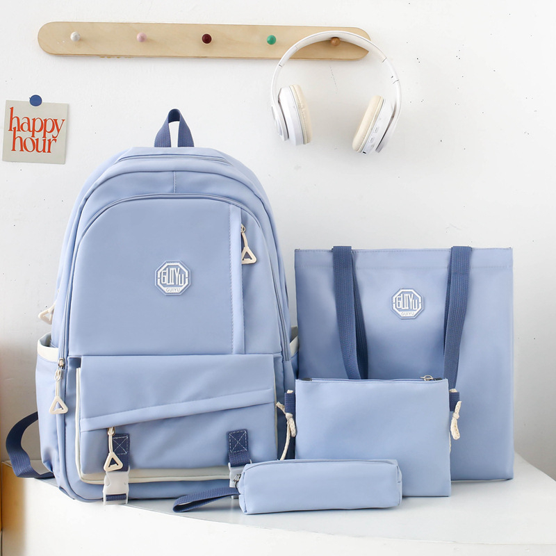 Nylonból készült uniszex iskolai hátizsák 5–6. osztálynak, görbült vállpánttal és gerincvédővel