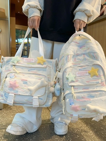 Fendel νάιλον σχολική τσάντα για κορίτσια, ριγέ σχέδιο, φρέσκο και γλυκό στυλ, 20–35L, συμβατή με φορητό 14 ιντσών, εργονομικοί καμπύλοι ιμάντες, μείωση βάρους, Άνοιξη 2025