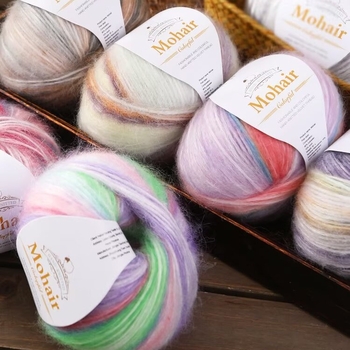 Gradient Mohair siūlai rankdarbiams mezgimui — žiedinis verpimas, grupinis siūlas formavimas, prekės kodas 0070, prekės ženklas Needle Warm