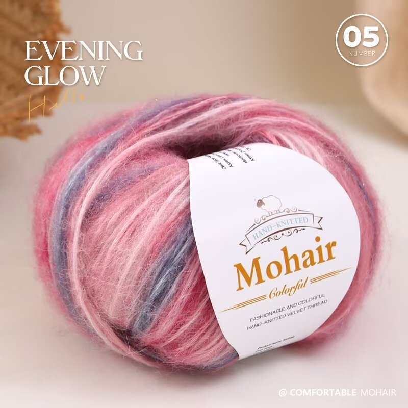 Gradient Mohair siūlai rankdarbiams mezgimui — žiedinis verpimas, grupinis siūlas formavimas, prekės kodas 0070, prekės ženklas Needle Warm