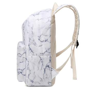 Iskolai hátizsák, háromrészes készlet, márványmintával, kapacitás 20–35 L, vízálló Oxford anyag, illeszkedik laptophoz 15 hüvelykig, légpárnás vállpántok