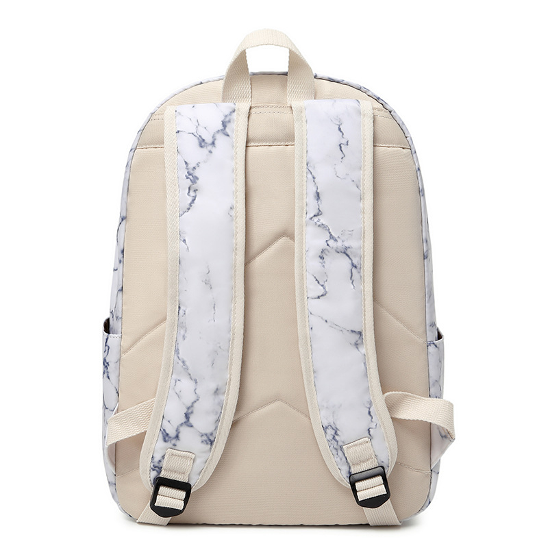 Iskolai hátizsák, háromrészes készlet, márványmintával, kapacitás 20–35 L, vízálló Oxford anyag, illeszkedik laptophoz 15 hüvelykig, légpárnás vállpántok
