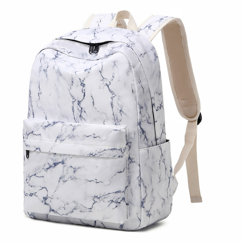 Iskolai hátizsák, háromrészes készlet, márványmintával, kapacitás 20–35 L, vízálló Oxford anyag, illeszkedik laptophoz 15 hüvelykig, légpárnás vállpántok