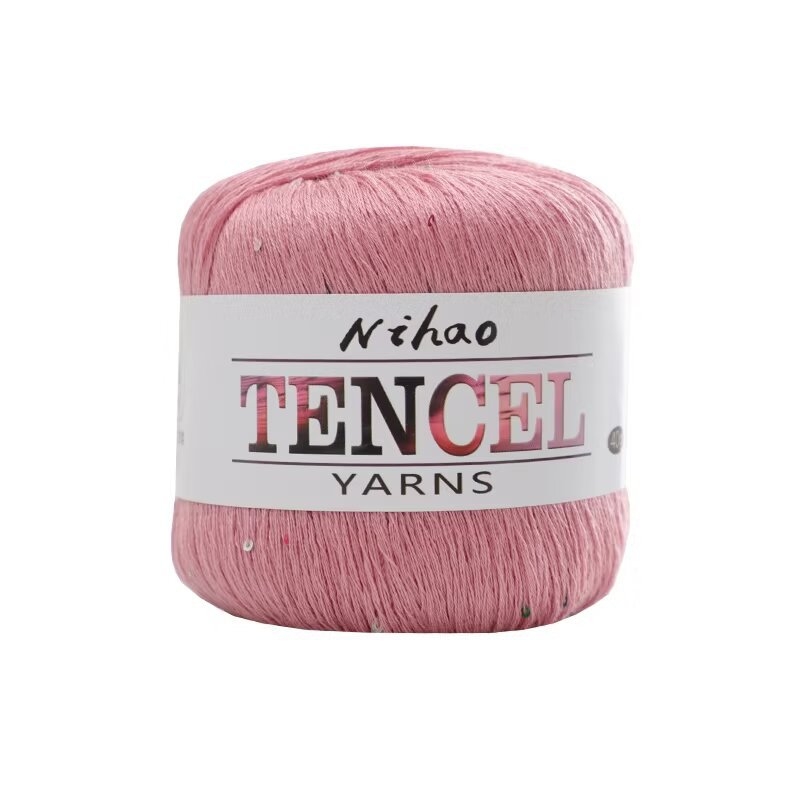 Rankdarbiams mezgimo siūlai – Tencel Sequin Lace siūlai, žiedinis verpimas, grupinis siūlas, Mu Pai