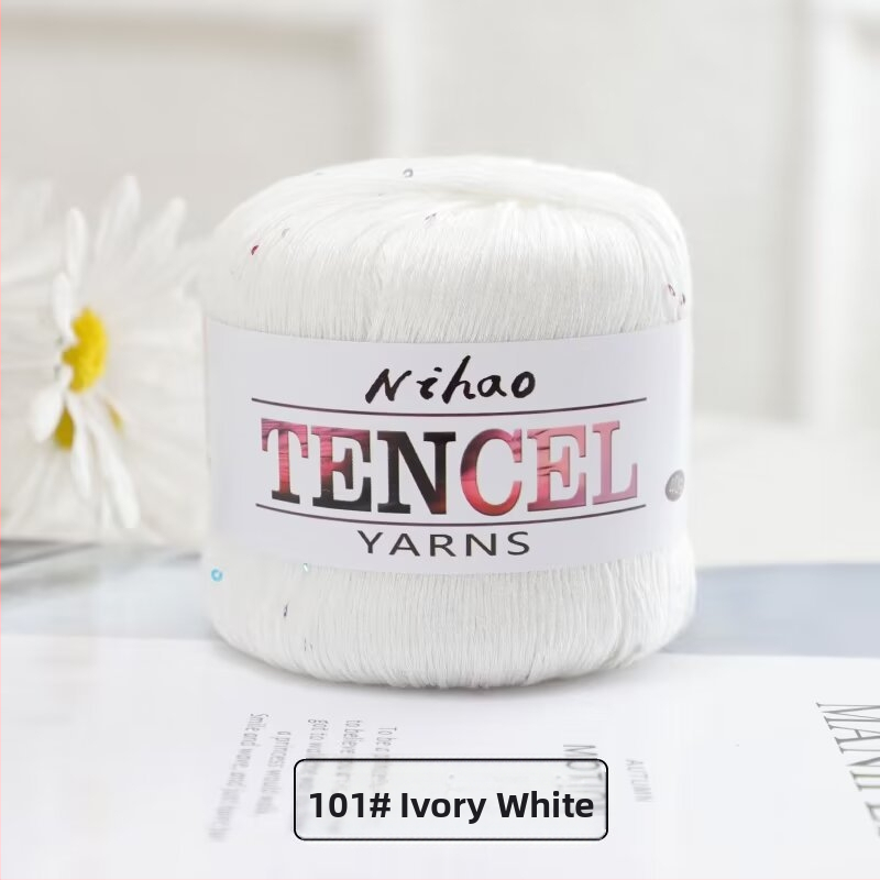 Roku adīšanai paredzēta dzija – Tencel Sequin Lace diegi, gredzenveida vēršana, grupas pavedieni, Mu Pai