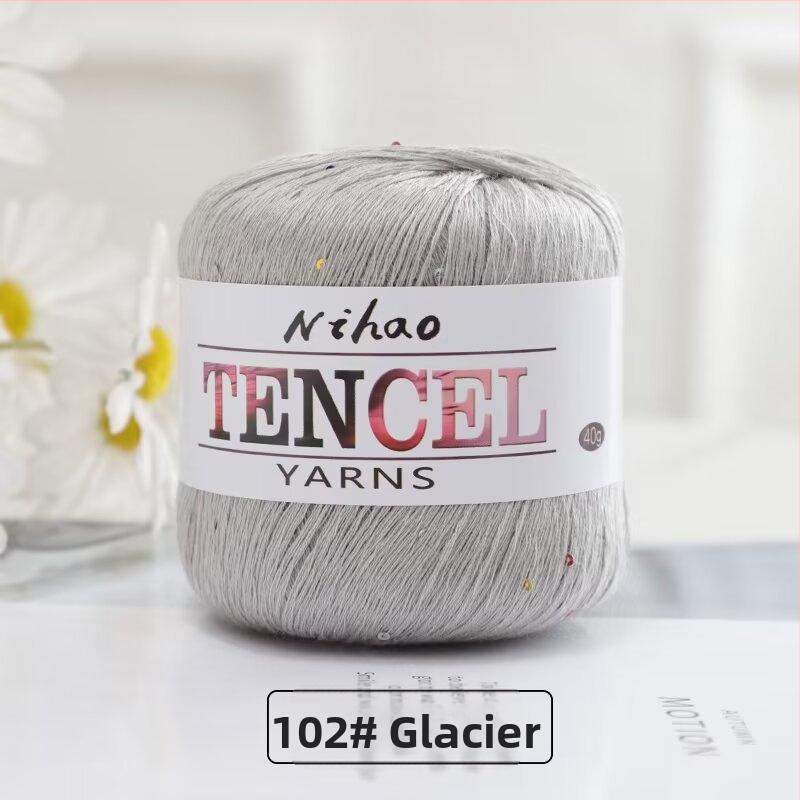 Roku adīšanai paredzēta dzija – Tencel Sequin Lace diegi, gredzenveida vēršana, grupas pavedieni, Mu Pai