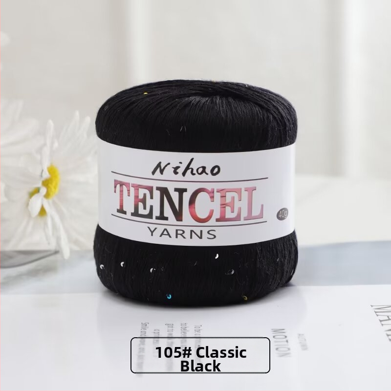 Roku adīšanai paredzēta dzija – Tencel Sequin Lace diegi, gredzenveida vēršana, grupas pavedieni, Mu Pai