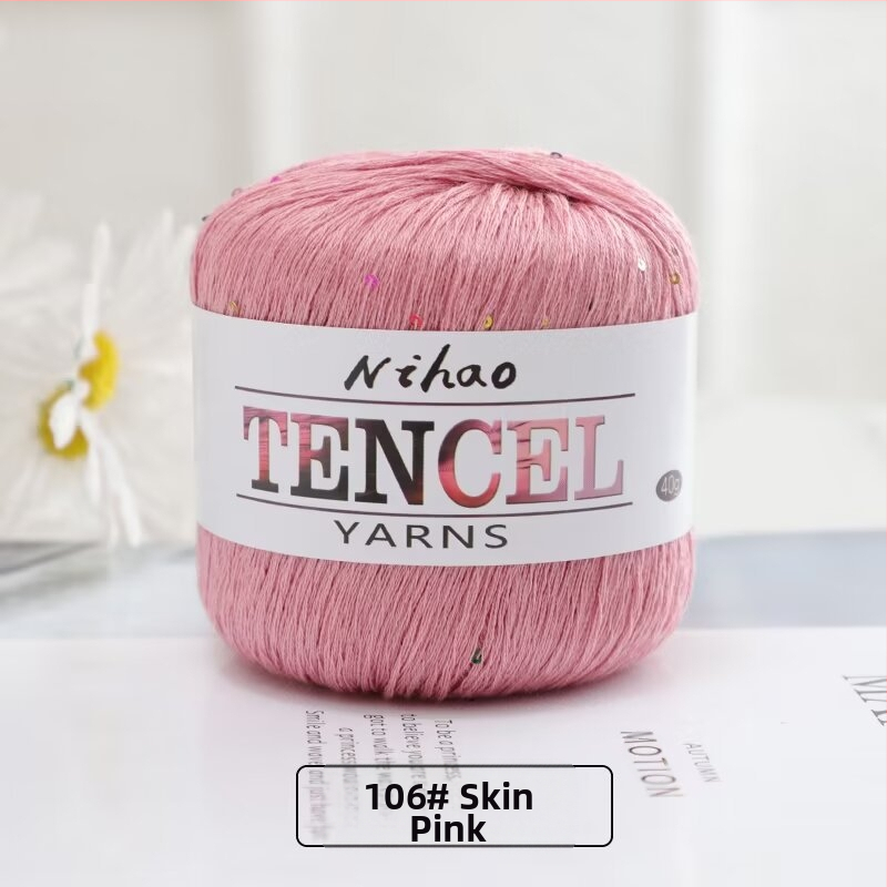Roku adīšanai paredzēta dzija – Tencel Sequin Lace diegi, gredzenveida vēršana, grupas pavedieni, Mu Pai