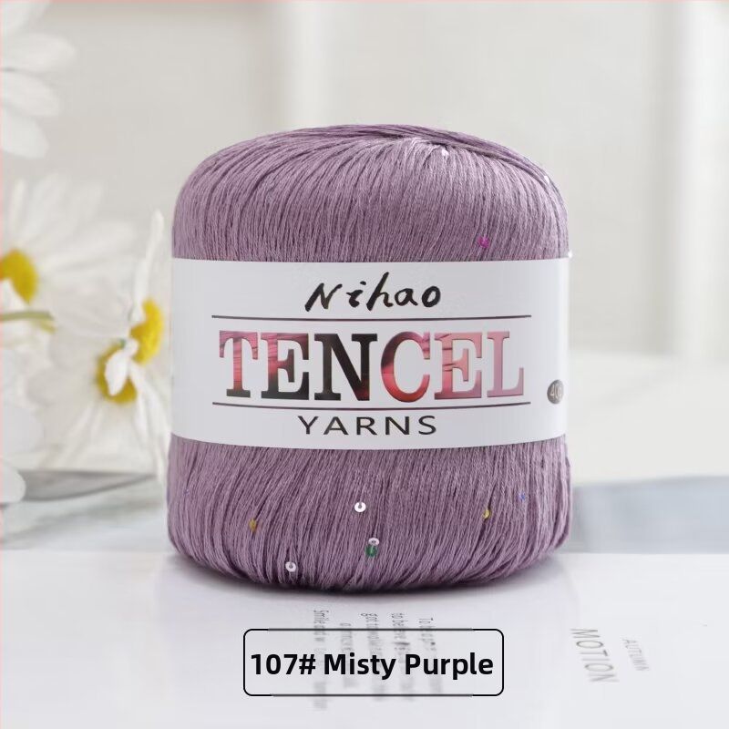 Roku adīšanai paredzēta dzija – Tencel Sequin Lace diegi, gredzenveida vēršana, grupas pavedieni, Mu Pai