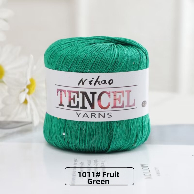 Roku adīšanai paredzēta dzija – Tencel Sequin Lace diegi, gredzenveida vēršana, grupas pavedieni, Mu Pai