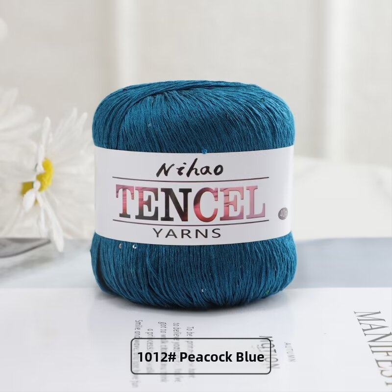 Roku adīšanai paredzēta dzija – Tencel Sequin Lace diegi, gredzenveida vēršana, grupas pavedieni, Mu Pai