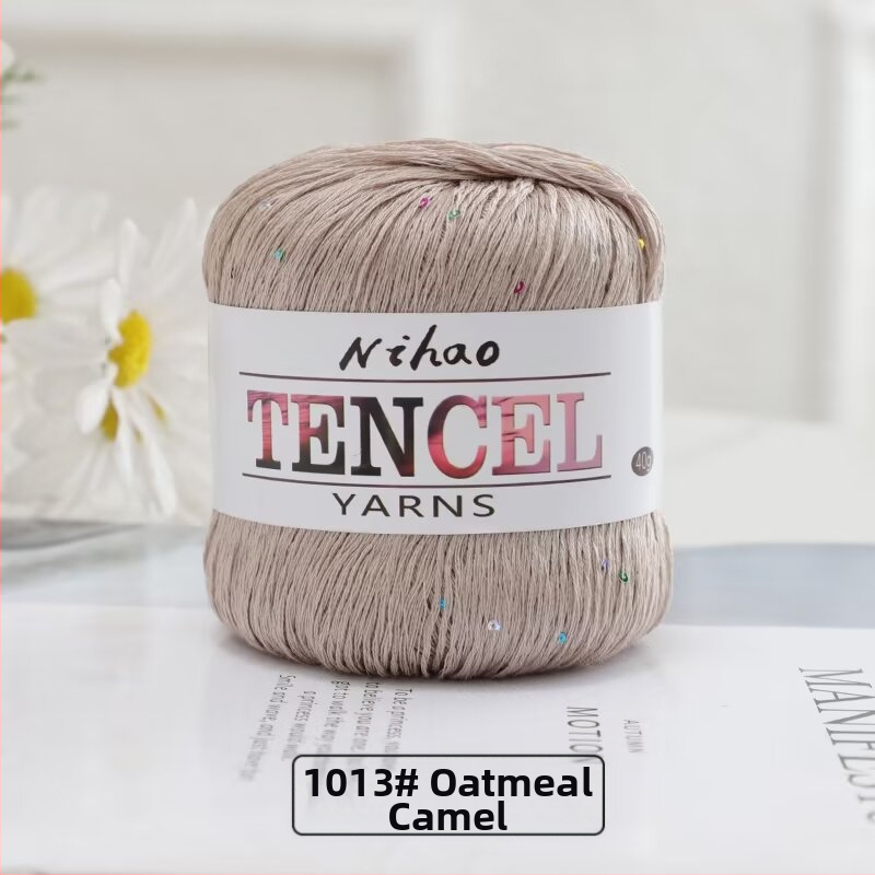 Roku adīšanai paredzēta dzija – Tencel Sequin Lace diegi, gredzenveida vēršana, grupas pavedieni, Mu Pai