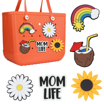 Bogg Bag aksesuarai | Paplūdimio rankinė su peizažo raštu, PVC, 2024 m. vasara, moteriško stiliaus