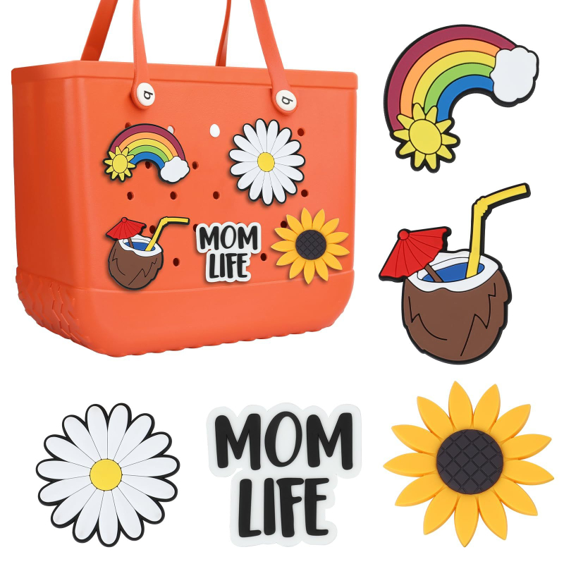 Bogg Bag aksesuarai | Paplūdimio rankinė su peizažo raštu, PVC, 2024 m. vasara, moteriško stiliaus