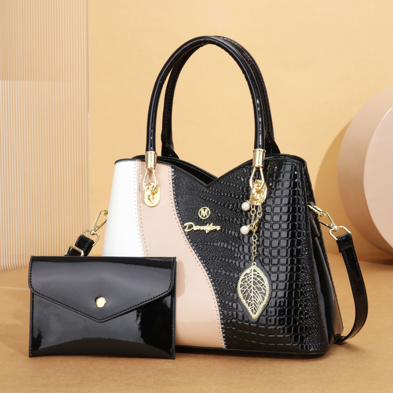 PU válltáska városi letisztult stílussal, vízszintes négyzet alakú, cipzár nyitás, belső cipzáras zseb