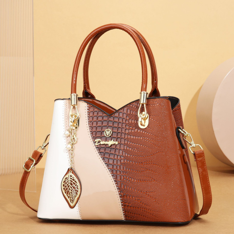 PU válltáska városi letisztult stílussal, vízszintes négyzet alakú, cipzár nyitás, belső cipzáras zseb