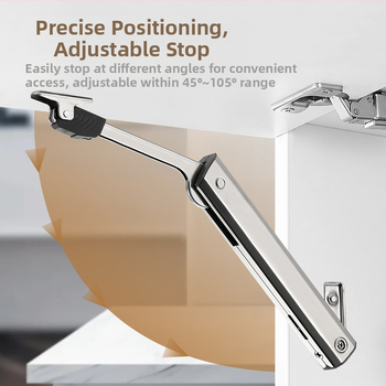 Elf modeļa hidrauliskais stienis skapja atverēm durvīm ar paceļu mehānismu; materiāls: auksti velcēta tērauds; elektroplēšana; gaišais luksus stils; Yankailong Hardware