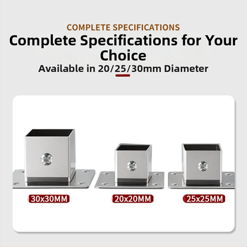 Τετράγωνη βάση φλαντζών για πλευρικό στήριγμα σωλήνα, ανοξείδωτος χάλυβας 201, φινίρισμα βουρτσισμένο, μοντέρνος μινιμαλισμός