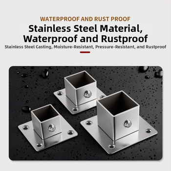 Τετράγωνη βάση φλαντζών για πλευρικό στήριγμα σωλήνα, ανοξείδωτος χάλυβας 201, φινίρισμα βουρτσισμένο, μοντέρνος μινιμαλισμός