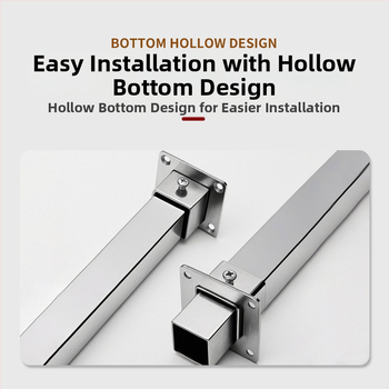 Τετράγωνη βάση φλαντζών για πλευρικό στήριγμα σωλήνα, ανοξείδωτος χάλυβας 201, φινίρισμα βουρτσισμένο, μοντέρνος μινιμαλισμός