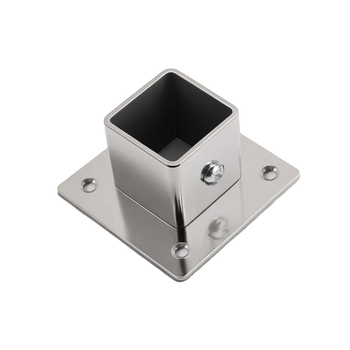 Τετράγωνη βάση φλαντζών για πλευρικό στήριγμα σωλήνα, ανοξείδωτος χάλυβας 201, φινίρισμα βουρτσισμένο, μοντέρνος μινιμαλισμός