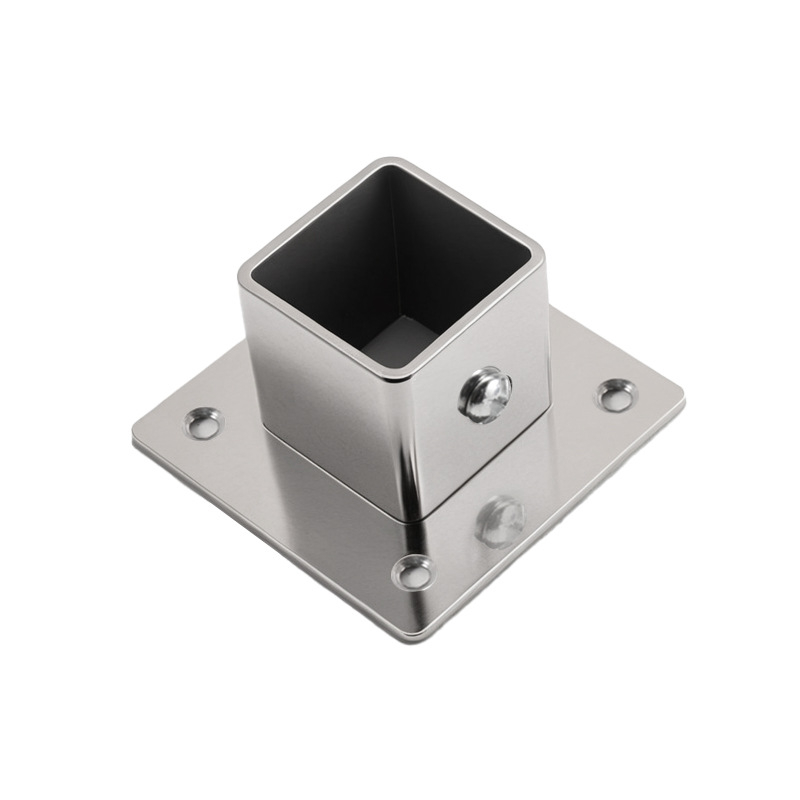 Négyzet alakú flanx alapcső tartó oldalrögzítéshez, rozsdamentes acél 201, felület: szálcsiszolt, modern minimalist dizájn