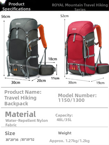 Royal Mountain neilona pārgājienu mugursoma, universāla, liela ietilpība, elpojoša, ūdensizturīga, viegla, ar gaisa spilvenu siksnām