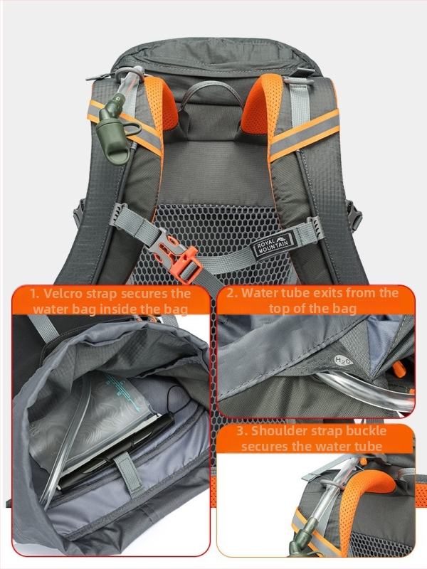 Royal Mountain нейлонова туристическа раница, унисекс, голям капацитет за походи, дишаща и водоустойчива материя, лека и с въздушни презрамки, разделение за сухи и мокри вещи