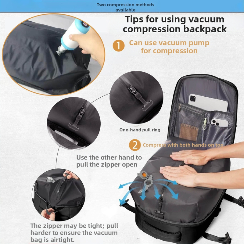 Üzleti utazásokhoz tervezett hátizsák, uniszex, vízálló, száraz–nedves rekesz, 36–55 L kapacitás, nylon anyag