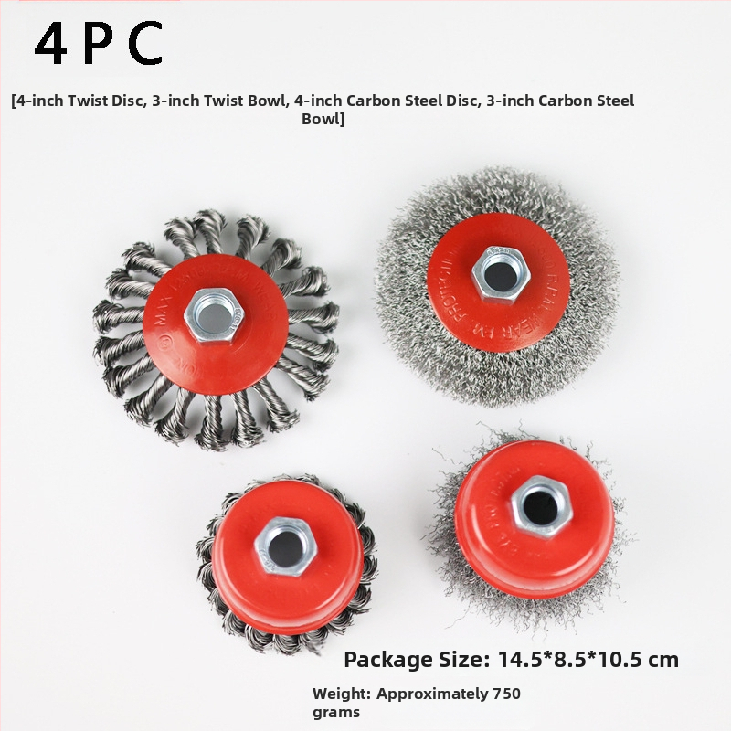 Nine Horses Чашоподобно колело с усукана тел, комплект 4 бр., високовъглеродна стомана, 8500 об./мин, за премахване на ръжда и полиране на метални и неметални повърхности