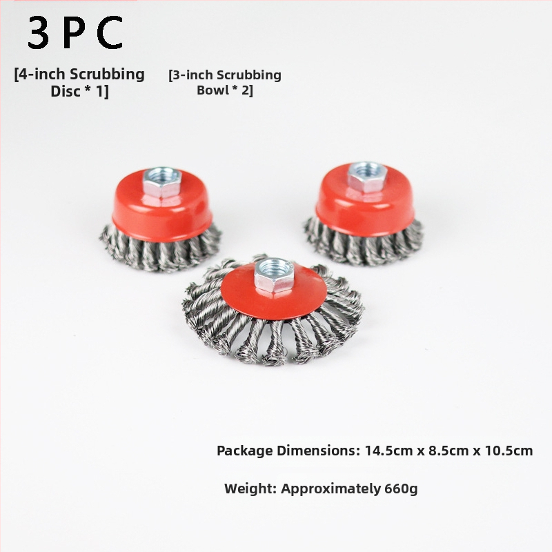 Nine Horses Чашоподобно колело с усукана тел, комплект 4 бр., високовъглеродна стомана, 8500 об./мин, за премахване на ръжда и полиране на метални и неметални повърхности