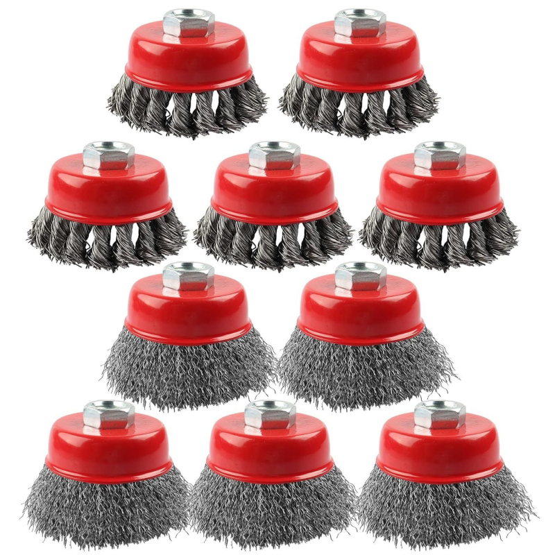 Nine Horses Чашоподобно колело с усукана тел, комплект 4 бр., високовъглеродна стомана, 8500 об./мин, за премахване на ръжда и полиране на метални и неметални повърхности