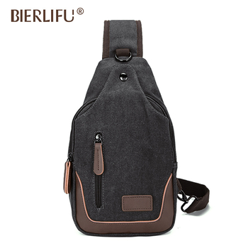 Мъжка чанта за кръст от платно, презрамка за рамо, цип, издръжлива, вертикална квадратна форма, вътрешен джоб с цип