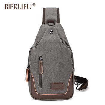 Мъжка чанта за кръст от платно, презрамка за рамо, цип, издръжлива, вертикална квадратна форма, вътрешен джоб с цип