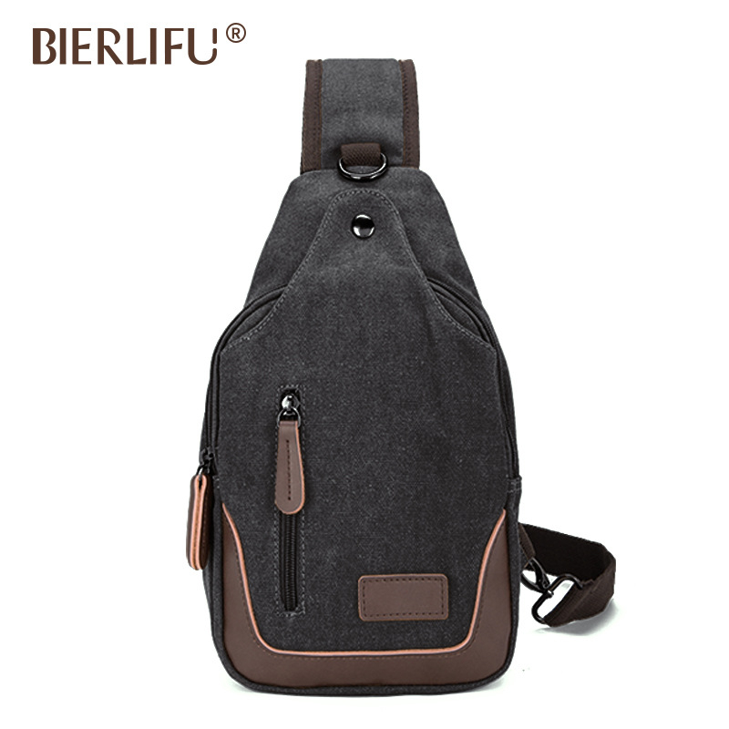 Мъжка чанта за кръст от платно, презрамка за рамо, цип, издръжлива, вертикална квадратна форма, вътрешен джоб с цип