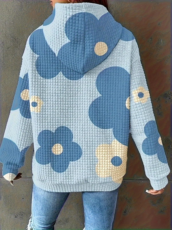 Дамски качулен суитшърт с дигитален печат — свободна кройка, полиестер 95%+, дълги ръкави