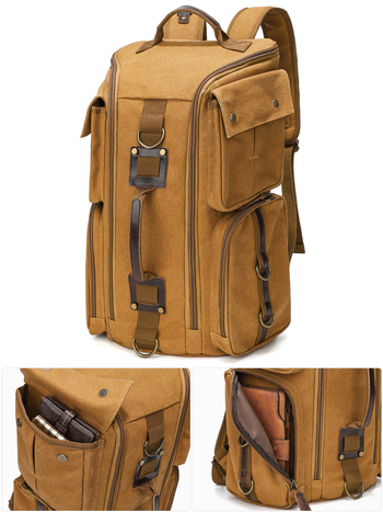 Nemes vászon hátizsák mindennapi használatra, 20–35L, uniszex, 15 hüvelykes laptophoz, utcai stílus