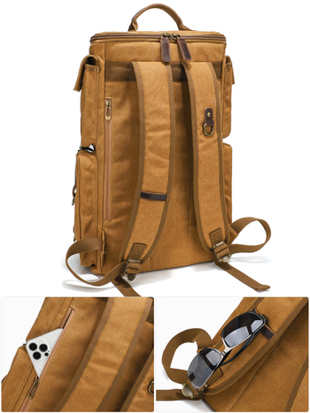 Σακίδιο πλάτης από καμβά για καθημερινή χρήση, χωρητικότητα 20–35 L, unisex, χωράει φορητό 15 ιντσών, street style