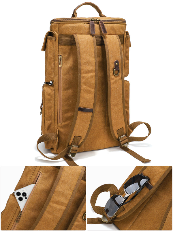 Nemes vászon hátizsák mindennapi használatra, 20–35L, uniszex, 15 hüvelykes laptophoz, utcai stílus